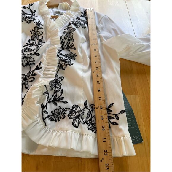 Coldwater Creek White Embroidered Ruffle Blouse Sz 14 NWT Back Zipper - Picture 8 of 14